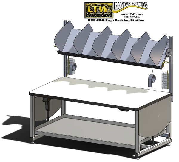 E2 Packing Table - Height adjustable table for packing by LTW Ergonomic Solutions
